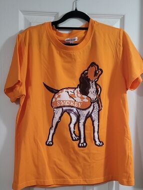 Stewart Simmons Orange Dog Sequin Graphic Tee VOLS Mascot
